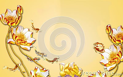 Beautiful 3d Wallpaper With Beautiful Jewelry Flower Beautiful Leather Background Wallpaper Stock Photo